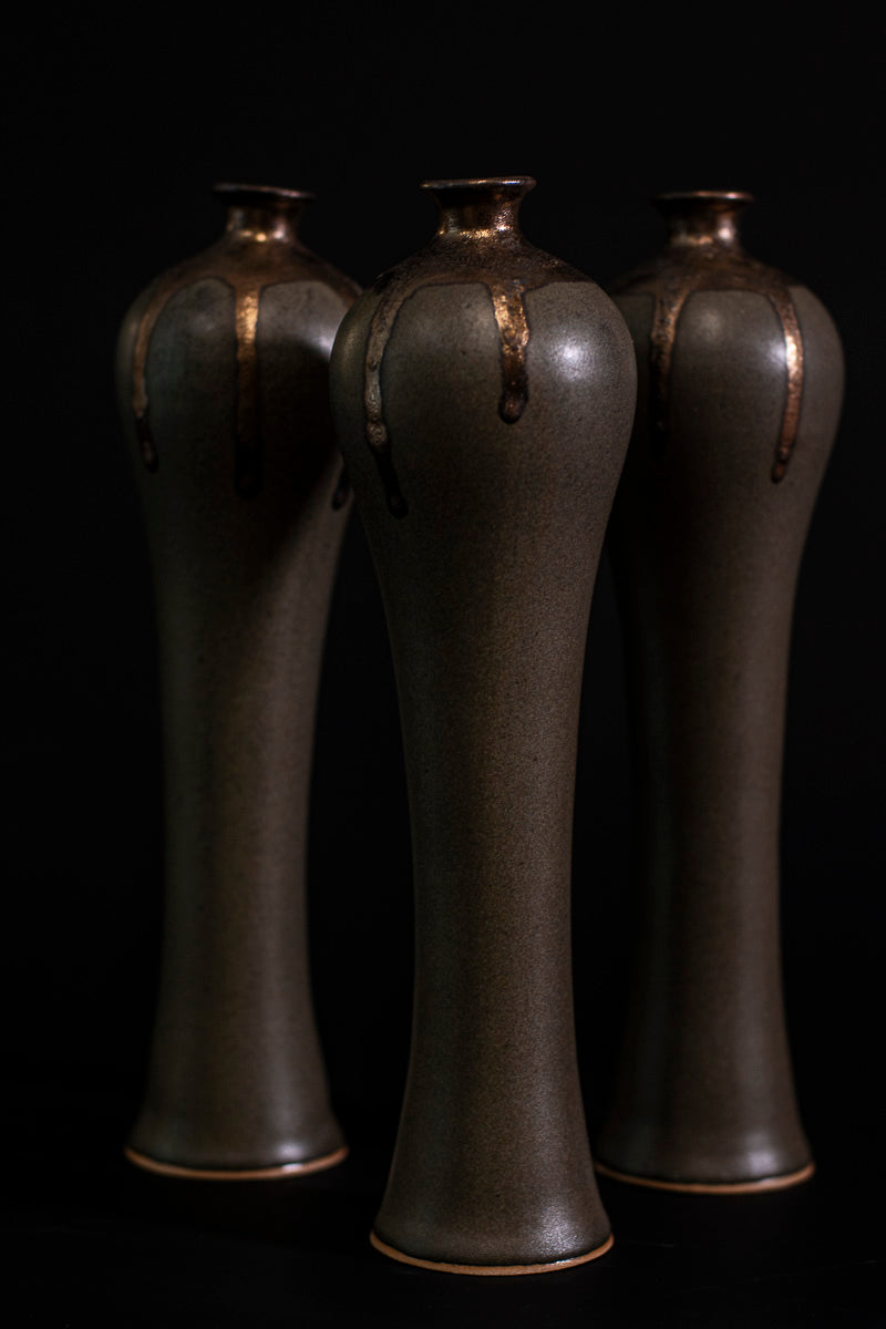 Set of 3 Black Vases