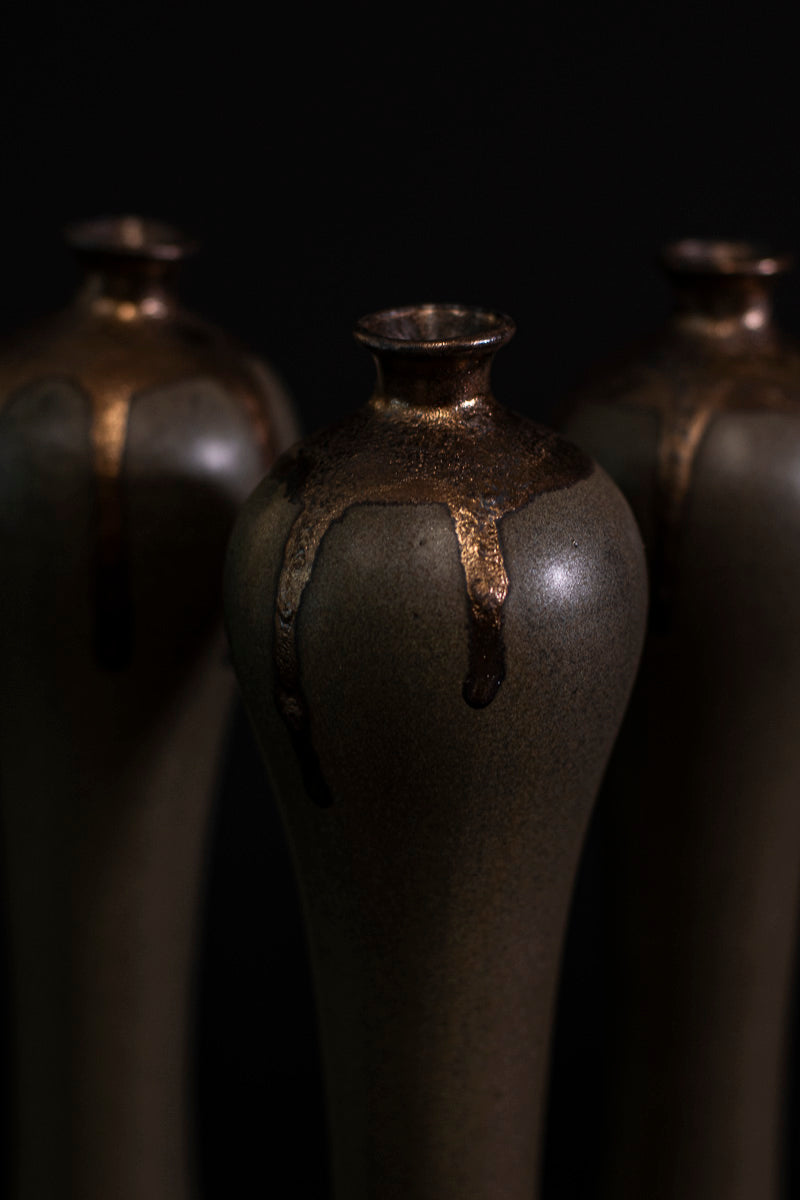 Set of 3 Black Vases